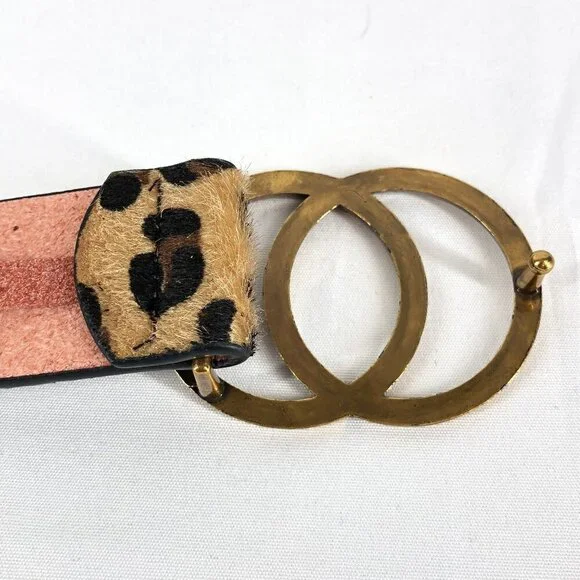 Leopard Print Man Made Material Belt 44 Inches Long - Picture 4 of 6